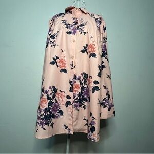 Roaman’s pink floral button-down, long-sleeved blouse, 16W. Preowned. Like new.
